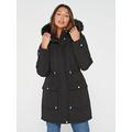 Everyday Ultimate Parka With Faux Fur Trim - Black