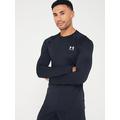 UNDER ARMOUR Mens Training Cold Gear Armour Fitted L/S T-Shirt, Black/White, Size S, Men