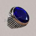 Blue Sapphire Ring, Quartz Ring Men, 925 Sterling Silver Mens Men Gemstone 13x18 Oval