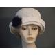 White Straw Cloche, Wedding Church Hat, Hat With Navy Flower, Hand Molded, & Women's Summer