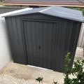 Globel 8x3ft Apex Metal Garden Shed - Anthracite Grey with Timber Floor Kit for 8x3 Apex shed