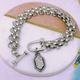 Antique Silver Chainmail Bracelet, Statement Swarovski Crystal Charm, Bracelet, Toggle Clasp Chunky Bracelet Jewelry Gifts