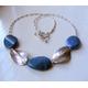 Beautiful Sterling Silver 925 Ball Bead Chain With Solid Hammered Effect Leaf Beads & Lapis Lazuli Gemstone Beaded Necklace 18.5