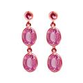 9Ct Rose Gold Natural Pink Topaz Oval Double Drop Dangling Studs Earrings High Quality British Made Jewellery