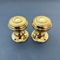 Pair Brass Art Deco Style Door Handles Knobs Pull Furniture Mortice Rimlock Vintage Antique Fluted Vintage