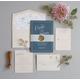 White Ink Invitation, Peony Vellum Band, Wax Seal Invitation, Modern Peonies, Wedding Botanical - Sample