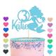 Personalised Mermaid Cake Topper Custom Name & Age Glitter Happy Birthday Party Decor For Kids Baby Girl Daughter 2 3 5 6 8 10