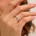 14K Gold Double Cross Band, Solid Criss Ring, Baguette Diamond Cz Wedding Women's X Half Eternity Ring, Brennmore Jewel Ring