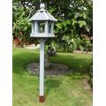 Bird Table, Dusky Gem, Hexagonal Birdhouse With A Natural Slate Roof. Handmade in Our Joinery Workshop Derbyshire