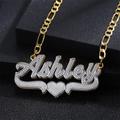 Custom Nameplate Necklace, 18K Gold Filled 3D Name Necklace Jewelry, Double Plate, Two Tone