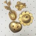 Gold Plated, Tlc, Unfinished Vintage Brooch Lot. Set Of Four, For Craft & Art Creatives. Add The Sparkle Jewelry Maker's, Fun Project