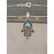 Opal Hamsa Pendant, Good Luck Charm , Sterling Silver Hamsa , Hamsa Necklace, Blue Necklace, Hand Of Fatima Necklace, Hand God