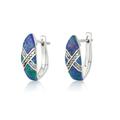 Silver Earrings, Eilat Stone 925 Sterling Silver Drop Jewelry, Diamond Cross Shaped, Israel Jewelry Gift