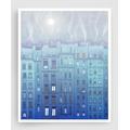 Foggy Day in Paris - Original Illustration Colorful Modern Drawing Europe Architecture Travel Print Home Decor Wall Hanging Gift Gifts