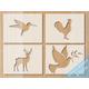 Animal Stencil Bundle 4Pc Stencils Hummingbird, Chicken, Stag & Dove Stencil - Baking Stencil, Cake Bread Craft