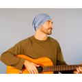 Men's Hat - Unisex Slouchy Beanie Gray Blue Eco Friendly Jersey Organic Clothing