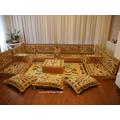 Arabic Sofa Set, U Shape Majlis Sofa, Bohemian Home Decor, Yellow Couch Oriental Custom Order Ottoman Style Decor