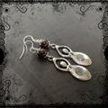 Spiral Goddess Earrings With Real Garnet, Pagan, Wiccan Jewellery. Sacred Feminine. .925 Silver Ear Wires