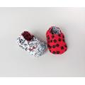 Reversible Newborn Puppy & Pawprint Baby Booties, Crib Soft Shoes