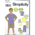 Uncut Simplicity Sewing Pattern 5170 Childrens Pants Or Shorts & Knit Top Tank Size 5-6-7-8 Ff