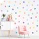 Boho Water Color Polka Dots - Pastel Wall Sticker Watercolor Bedroom Stickers Girl