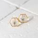 Real Flower Baby's Breath Clear Resin Minimalist Hexagon Stud Earrings - Gold Stainless Steel Pressed Terrarium Botanical Geometric Jewelry
