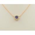 Vintage 1970S Handmade Solid 14K Yellow Gold Diamond Heart Shaped Amethyst Necklace