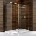 Cooke & Lewis Cascata Silver Effect Right-Handed Rectangular Shower Enclosure & Tray - Walk-In Entry (H)199.5Cm (W)140Cm (D)90Cm