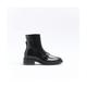 River Island Womens Ankle Boots Black Chain Detail Canvas - Size UK 7