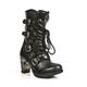 New Rock Womens Ladies Black Leather Metallic Gothic Boots- TR003-S1 - Size EU 40