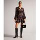 Ted Baker Womens Piara Ruffle Asymmetric Mini Dress, Black - Size 8 UK