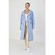 Brave Soul Womens Denim Double-Breasted Longline Trench Coat With Raglan Sleeves - Blue - Size 16 UK