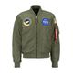 Alpha Industries Mens MA-1 VF NASA Bomber Jacket in Sage Green Nylon - Size 5XL