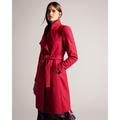 Ted Baker Womens Sandra Midi Belted Wool Wrap Coat, Deep Pink - Size 14 UK