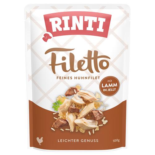 48x 100g RINTI Filetto Pouch in Jelly Huhn mit Lamm Hundefutter nass