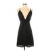 Express Cocktail Dress - Mini V Neck Sleeveless: Black Solid Dresses - Women's Size 2