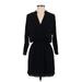 Eight Sixty Casual Dress - Mini V Neck 3/4 sleeves: Black Solid Dresses - Women's Size X-Small