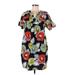 Crown & Ivy Casual Dress - Mini V-Neck Short sleeves: Black Print Dresses - Women's Size Medium