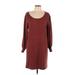 Max Studio Casual Dress - Shift: Burgundy Solid Dresses - Women's Size Large