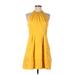 Jessica Simpson Casual Dress - A-Line High Neck Sleeveless: Yellow Solid Dresses - Women's Size 10