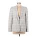 TAILORED by Rebecca Taylor Blazer Jacket: Below Hip Gray Print Jackets & Outerwear - Women's Size 8