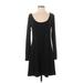 Mudd Casual Dress - Mini Scoop Neck Long sleeves: Black Solid Dresses - Women's Size Medium