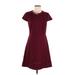 Magaschoni Casual Dress - A-Line: Burgundy Solid Dresses - Women's Size 8