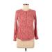 Style&Co Long Sleeve Henley Shirt: Pink Tops - Women's Size Medium