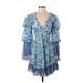 Hemant And Nandita Casual Dress - Mini: Blue Dresses - Women's Size Small