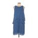 CeCe Casual Dress - Shift High Neck Sleeveless: Blue Dresses - Women's Size 12