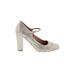 Nina Heels: Pumps Chunky Heel Glamorous Ivory Shoes - Women's Size 10 - Almond Toe