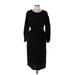 Universal Thread Casual Dress - Shirtdress Crew Neck 3/4 sleeves: Black Print Dresses - Women's Size Large