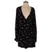 Blue Life Casual Dress - Mini V Neck Long sleeves: Black Floral Dresses - Women's Size Medium