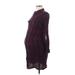 Motherhood Casual Dress: Burgundy Plaid Dresses - Women's Size Medium Maternity